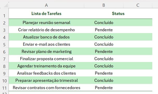 Lista de Tarefas no Excel