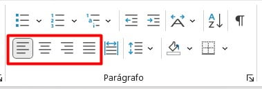 Ícones de Alinhamento de Parágrafo no Word