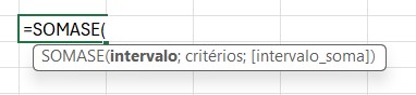 Sintaxe Função SOMASE no Excel