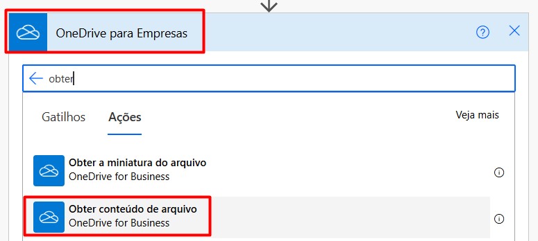 Configurando Etapa do OneDrive no Power Automate