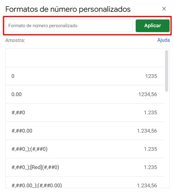 Formatação Personalizada no Planilhas Google