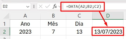 Função DATA no Excel