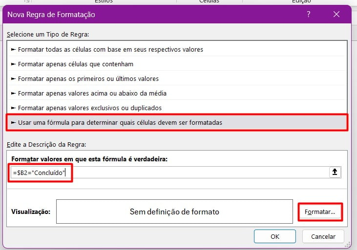 Inclusão de Símbolo de Marca de Seleção com Formatação Condicional no Excel