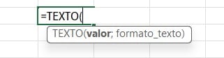 Sintaxe Função TEXTO no Excel