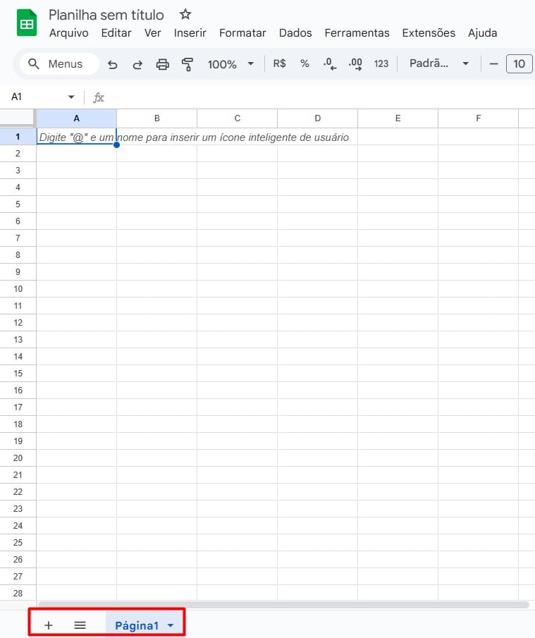 Abas do Google Planilhas