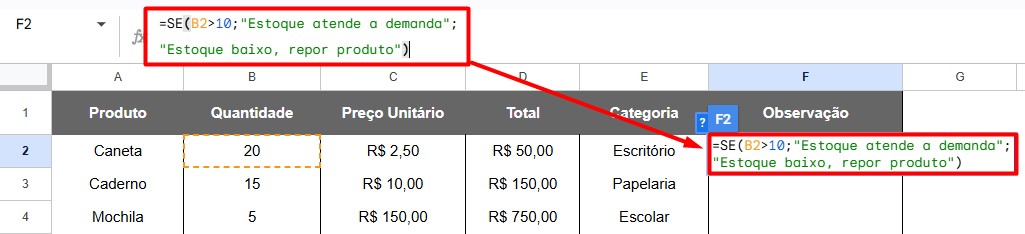 Ajustando a Barra de Fórmulas no Google Sheets