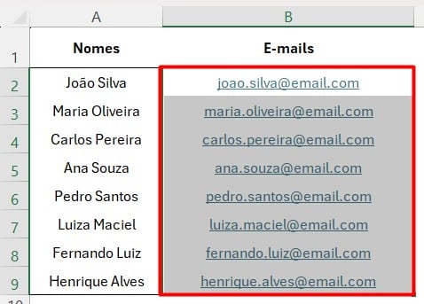 E-mails Preenchidos Automaticamente no Excel