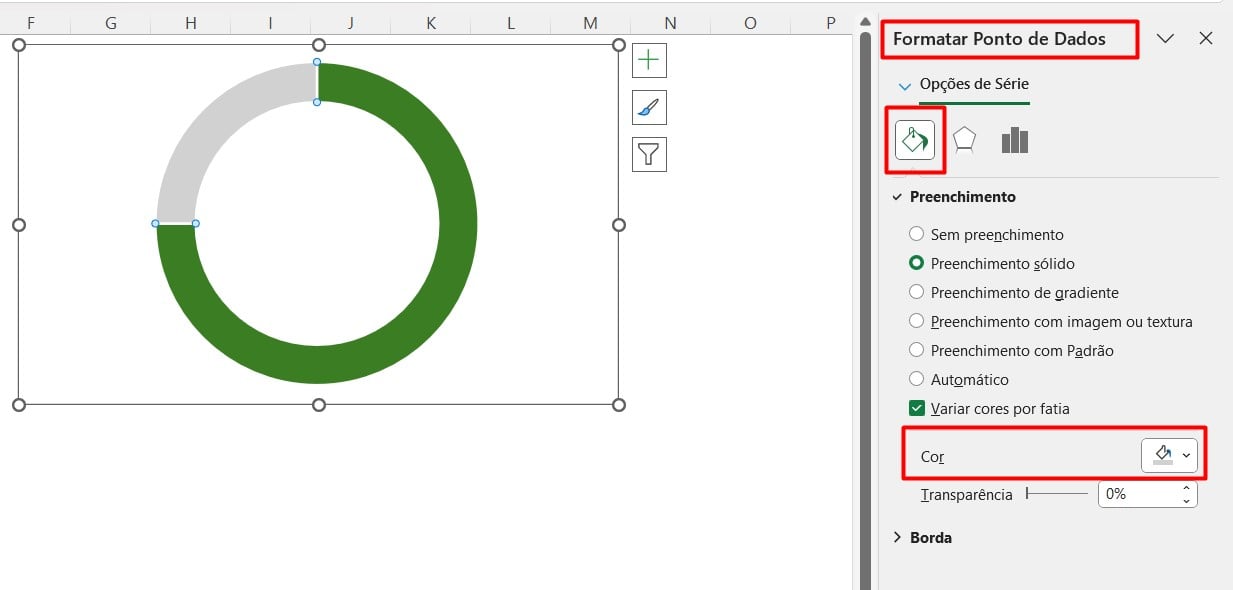 Alterando Cores no Gráfico de Rosca do Excel