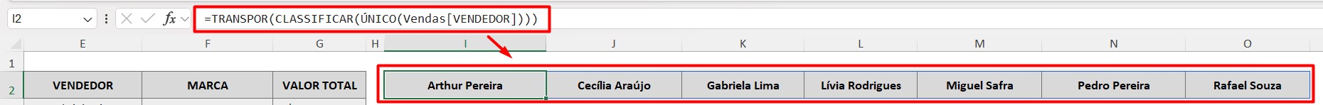 Aplicando a Função CLASSIFICAR em Fórmulas no Excel