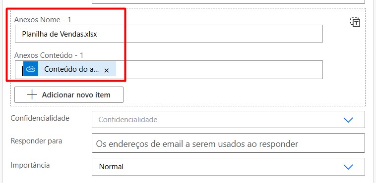 Configurando Etapa do Outlook no Power Automate