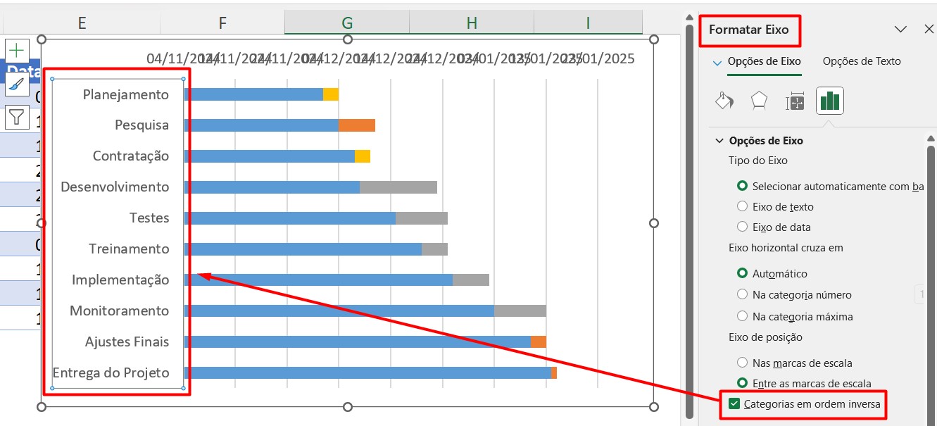 Formatando Eixo no Gráfico de Barras no Excel
