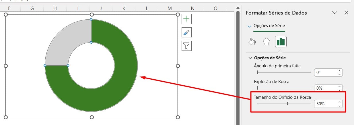 Alterando o Formato do Gráfico de Rosca no Excel