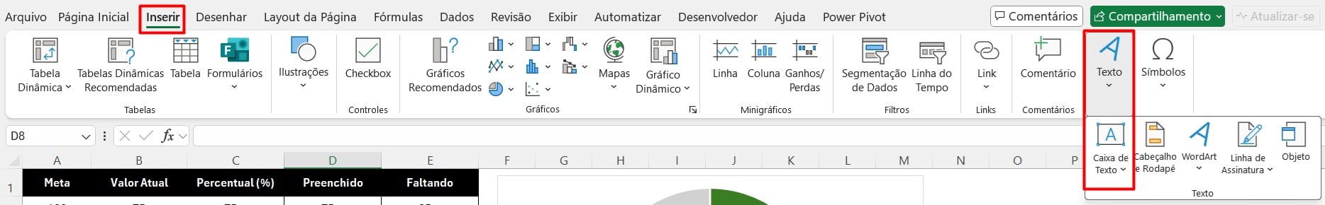 Inserindo Caixa de Texto no Excel