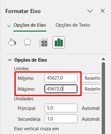 Formatando Eixo no Gráfico de Barras no Excel