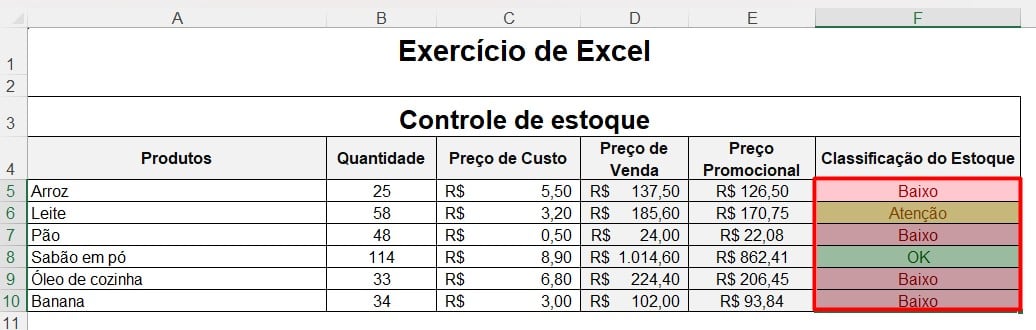 Classificação com Formatação Condicional no Excel