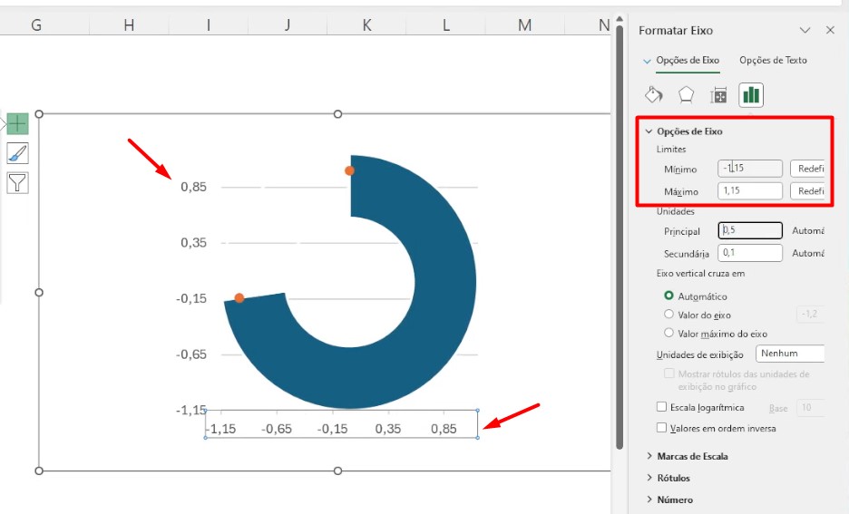 Ajustando os dois Eixos do Gráfico no Excel