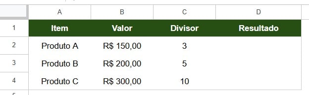 Registro de Valores na Tabela do Google Sheets