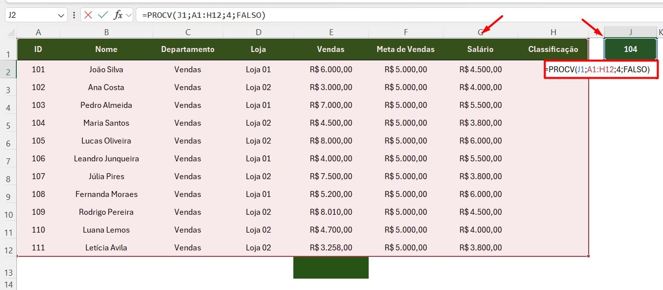 Aplicando a Função PROCV no Excel