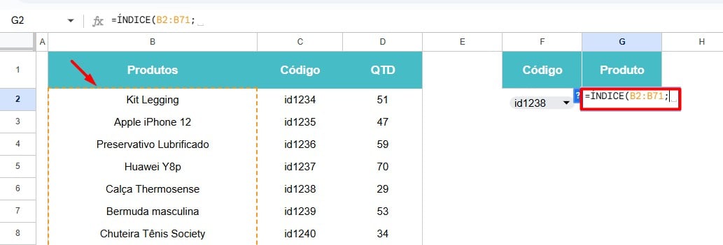 Aplicando as Funções ÍNDICE e CORRSP no Planilhas Google