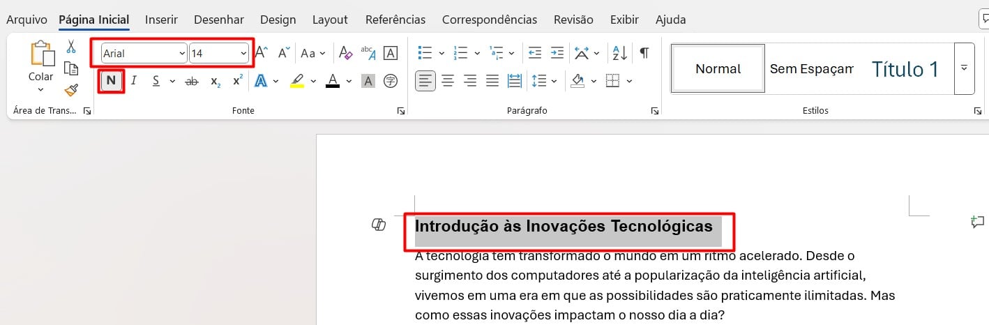 Formatando o Título Principal do Texto no Word