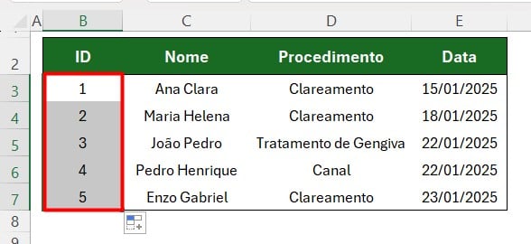 Numerar Linhas no Excel