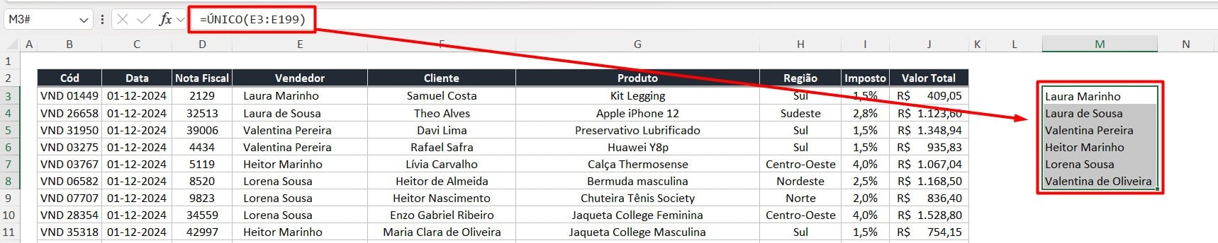 Extrair Valores sem Repetição no Excel