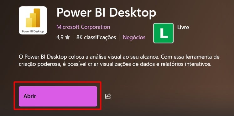 Abrindo o Power BI Desktop