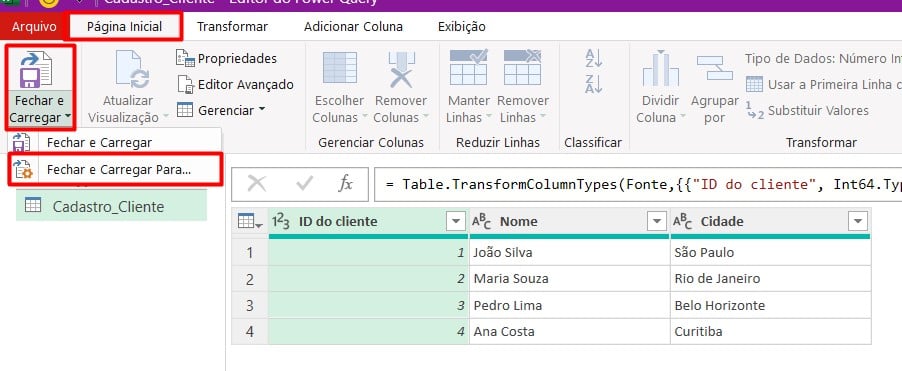 Carregando Tabelas do Excel no Power Query