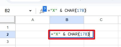 Incluindo Sobrescritos no Planilhas Google