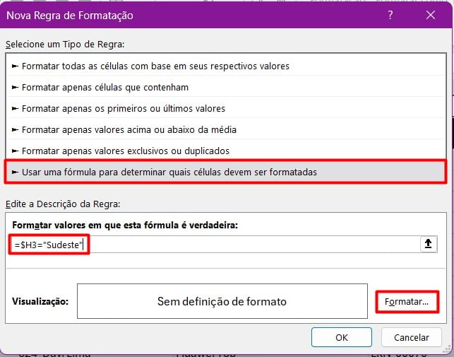 Aplicando a Formatação Condicional de Linhas