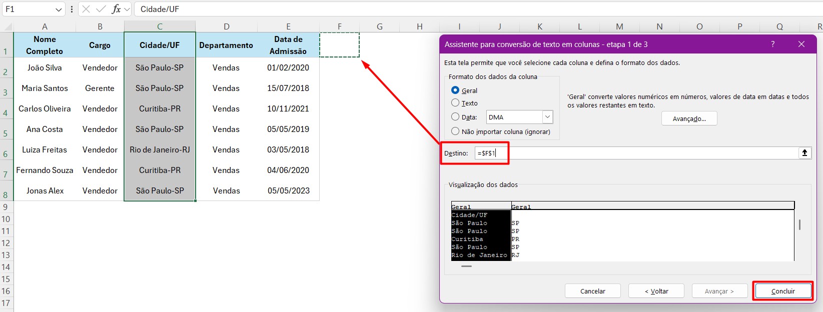 Separando Dados das Células no Excel