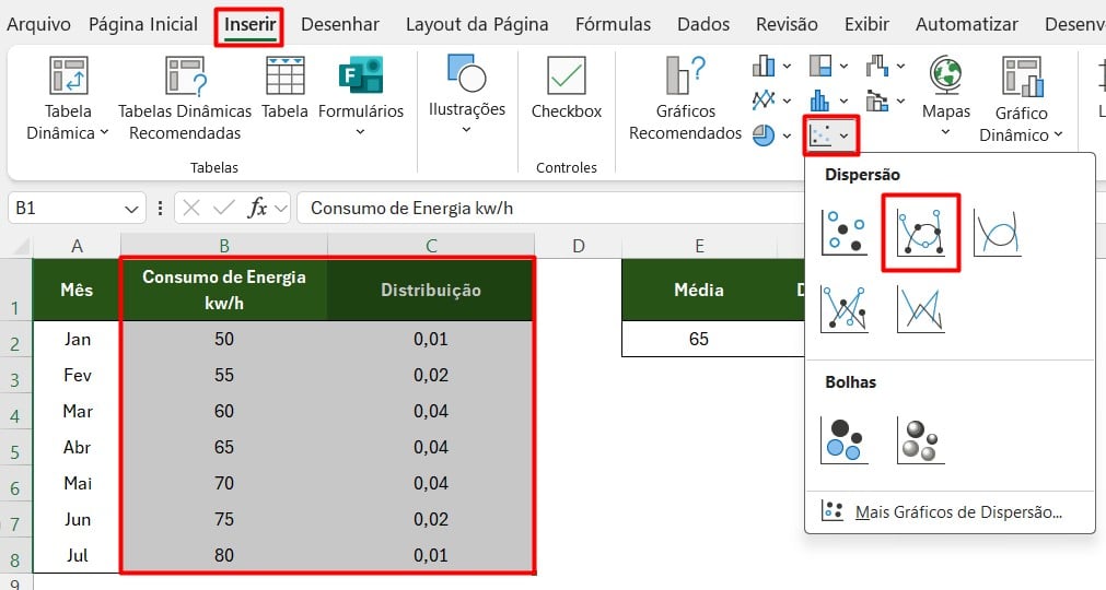 Criando Gráfico de Dispersão no Excel