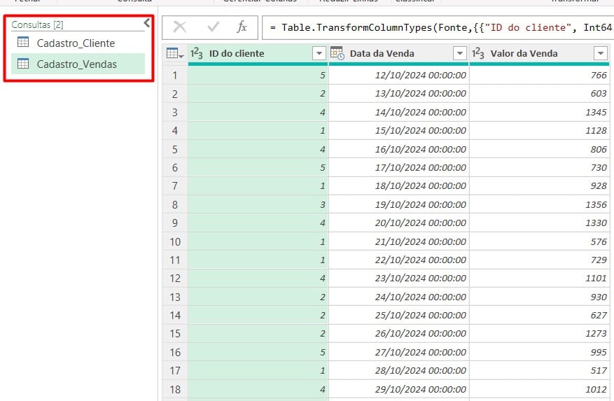 Tabelas do Excel Disponíveis no Power Query