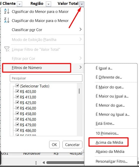 Filtrando Números no Excel