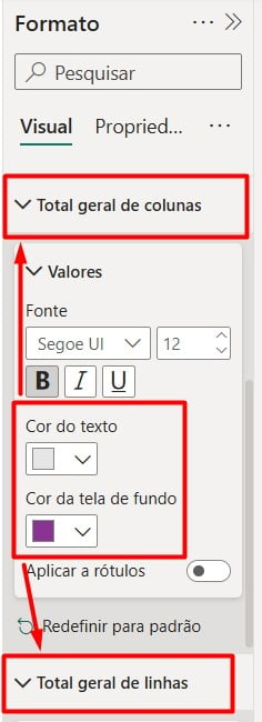 Alterando Cores do Valores da Matriz Visual no Power BI