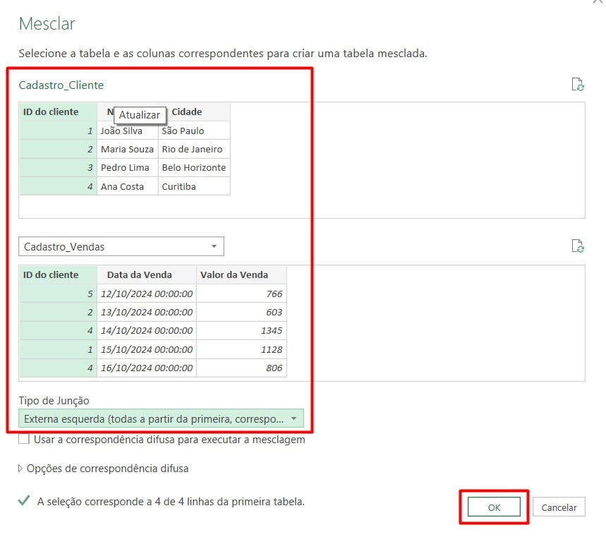 Configurando a Mesclagem de Dados no Power Query