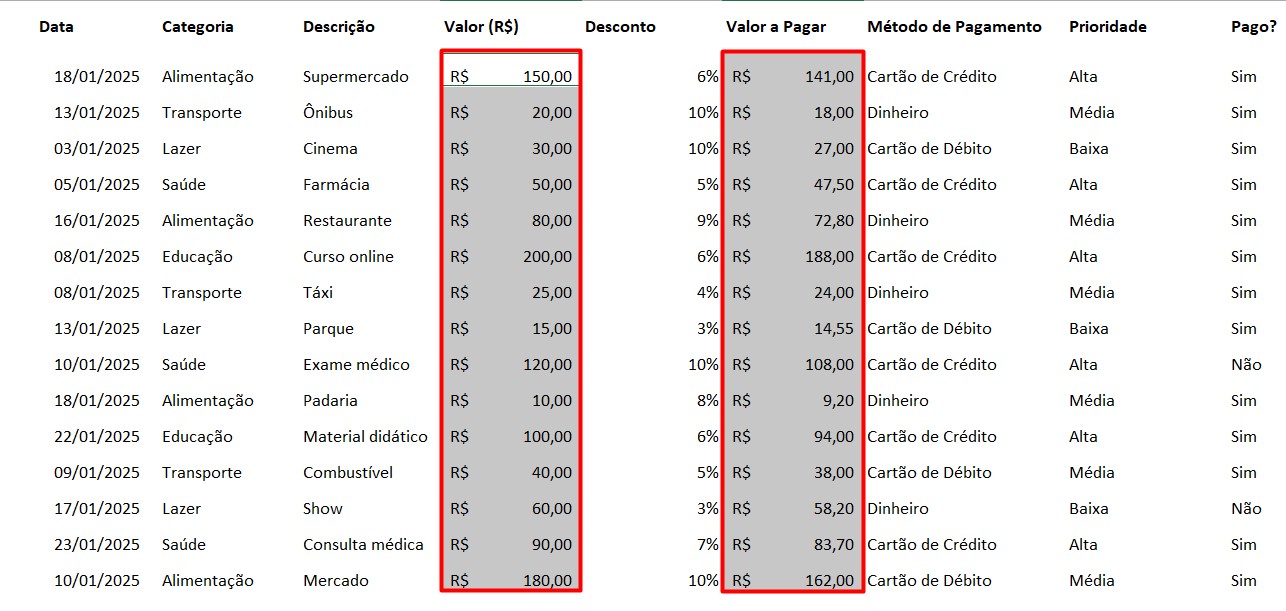 Valores Configurados como Real no Excel