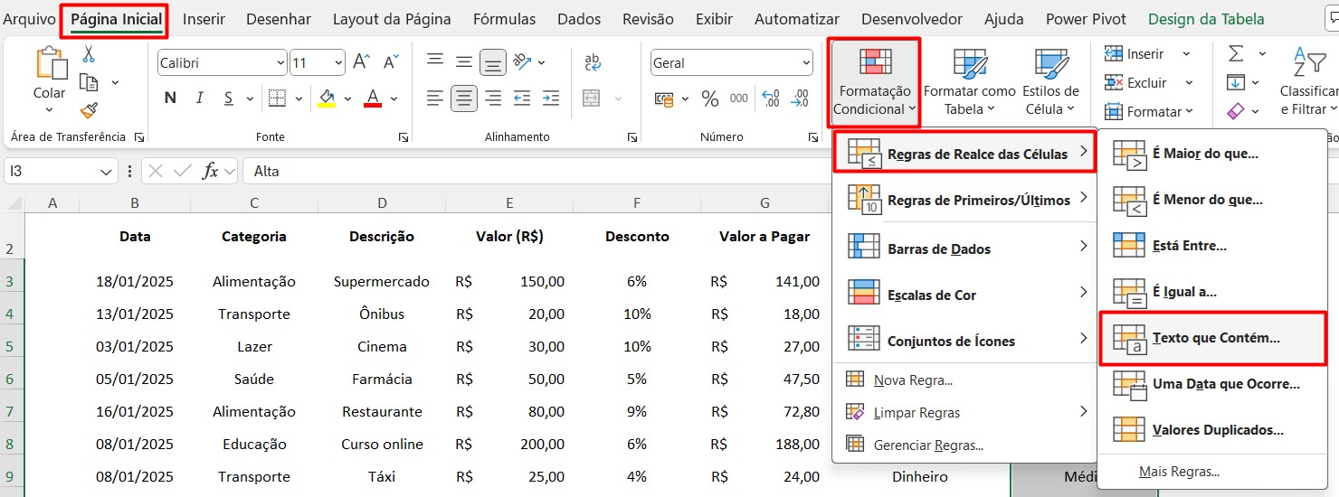 Aplicando Formatação Condicional no Excel