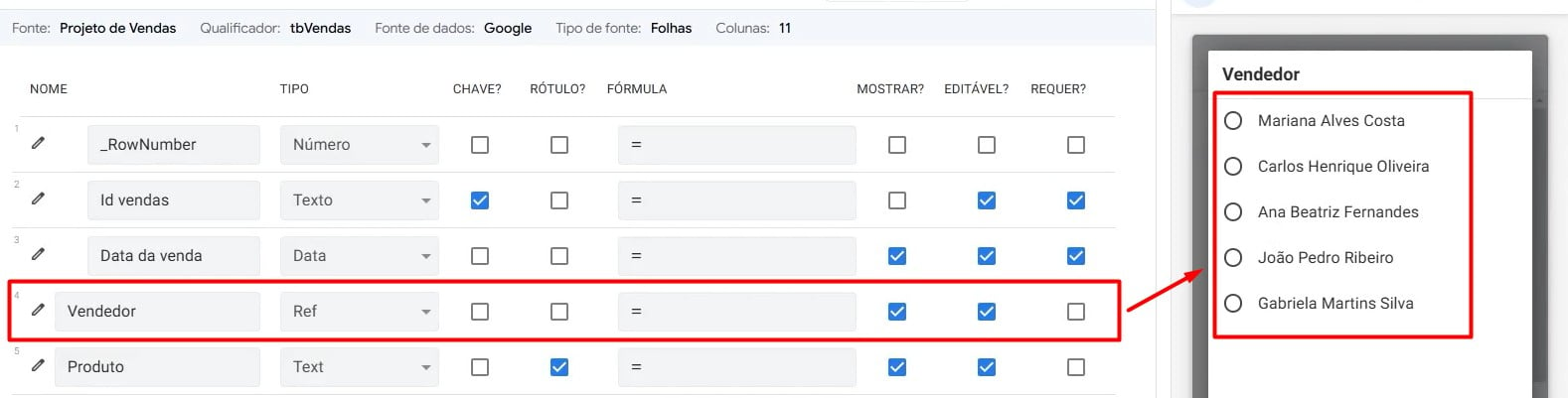 Personalizando a Tabela de Vendas no AppSheet