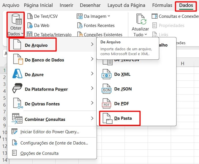 Abrindo Pasta no Power Query com o Excel