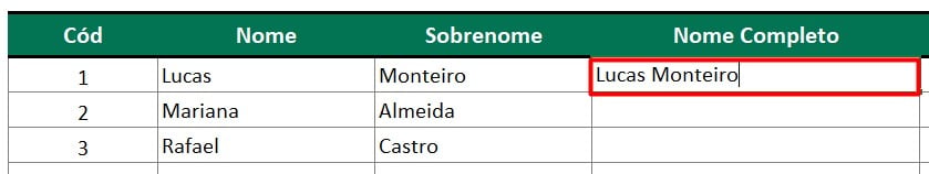 Preenchimento Relâmpago no Excel