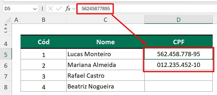 CPF Formatado no Excel