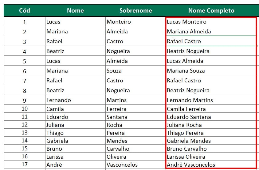 Preenchimento Relâmpago no Excel