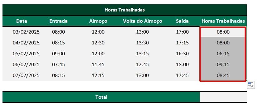 Calculando as Horas