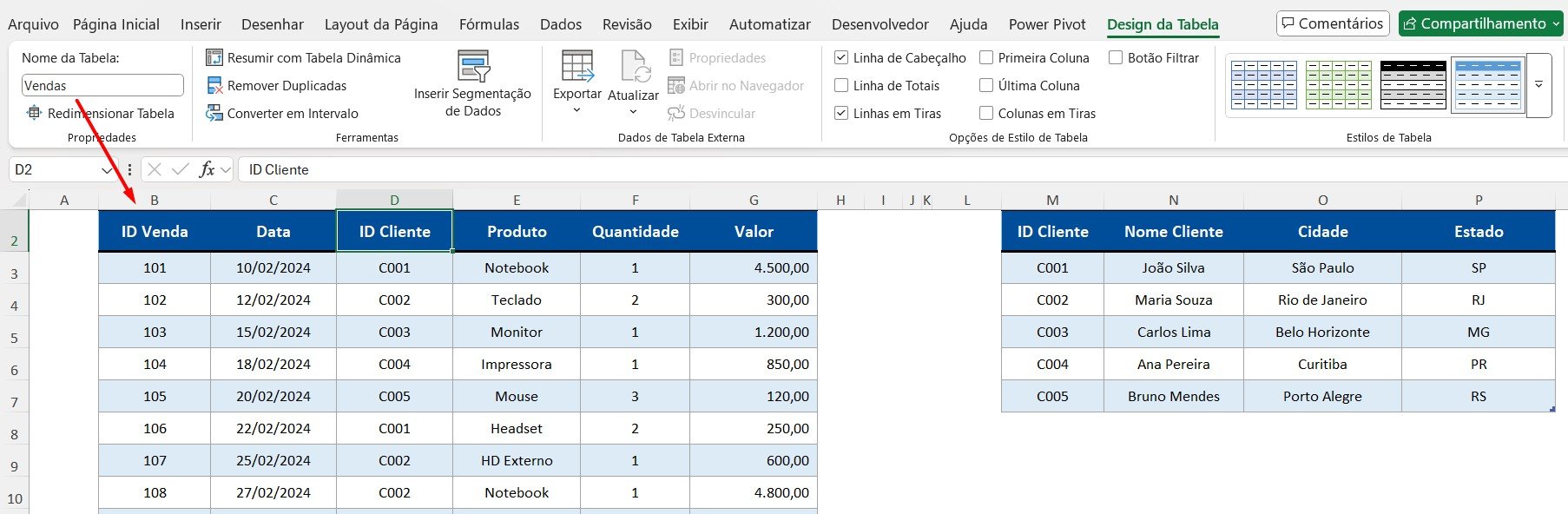 Tabelas Formatadas no Excel