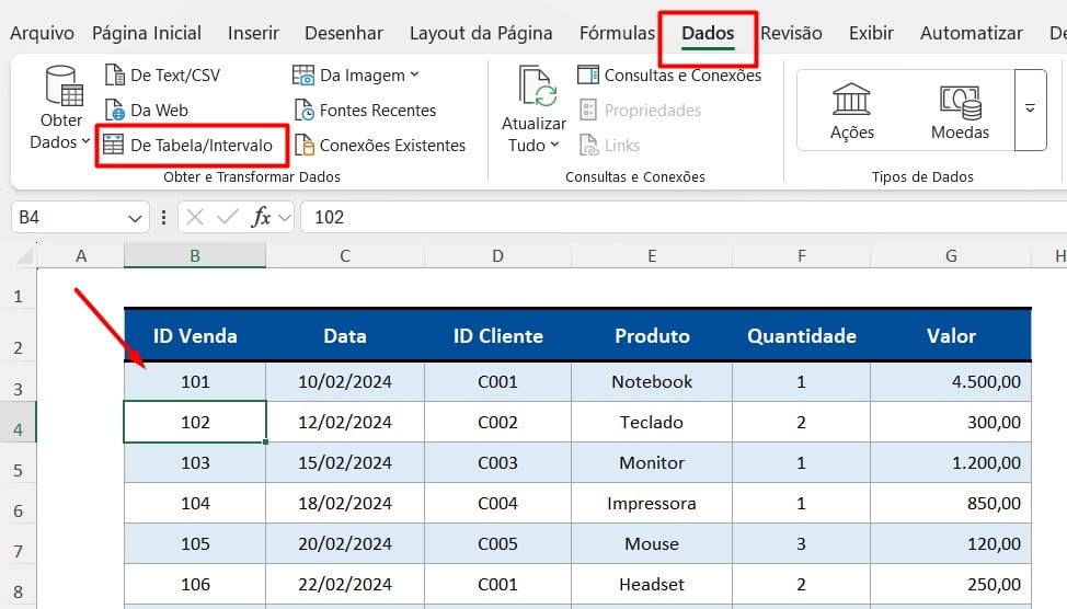 Abrindo Tabelas do Excel no Power Query