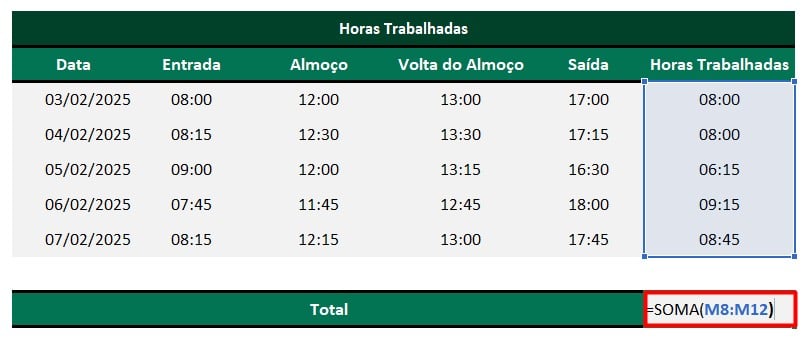 Calculando as Horas