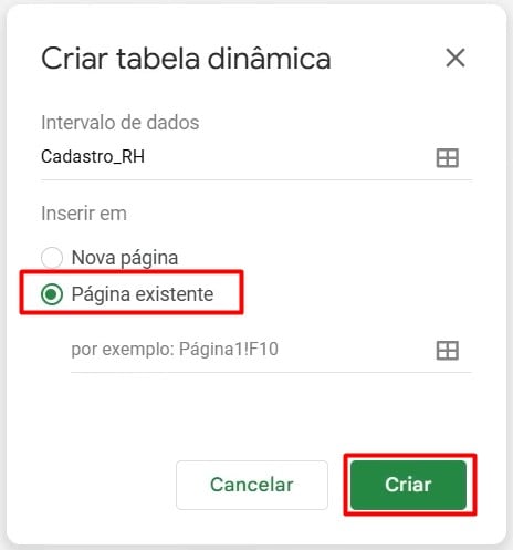 Inserindo Tabela Dinâmica