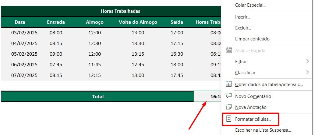 Formatando Células no Excel