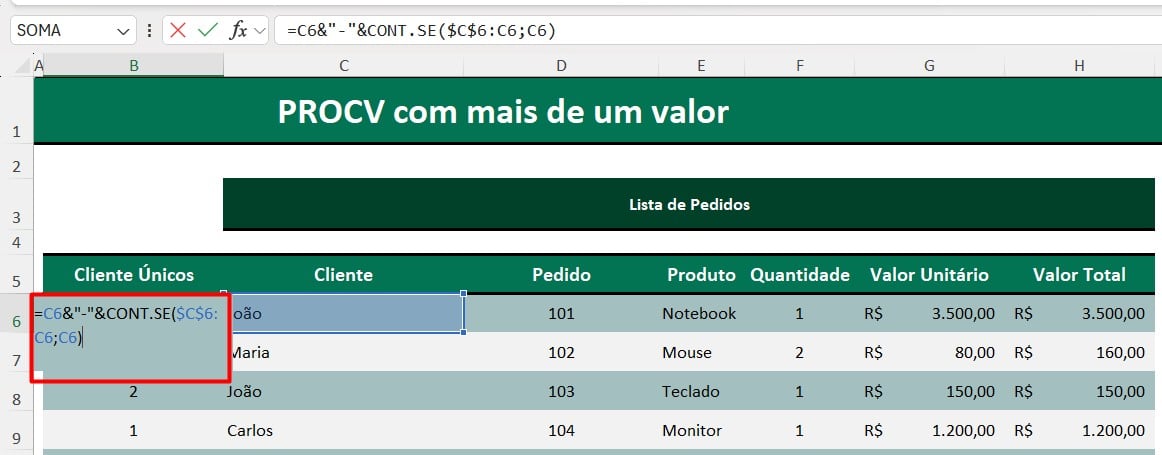 Trazendo Valores Únicos no Excel